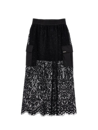 Long sequined lace skirt