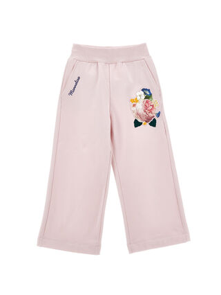 Embroidered fleece palazzo trousers