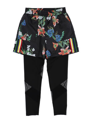 Floral technical shorts with leggings