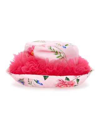 Satin hat with ruffles