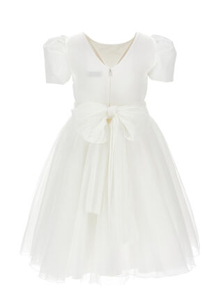 Duchesse satin and glitter tulle dress