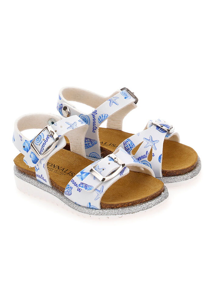 Monnalisa rhinestone-embellished leather sandals - White