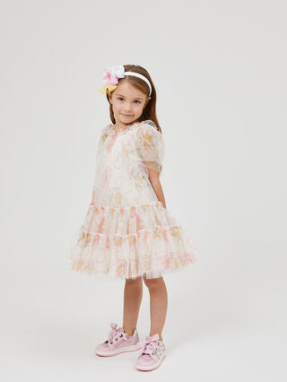 Vestido de tul con estampado de anémonas