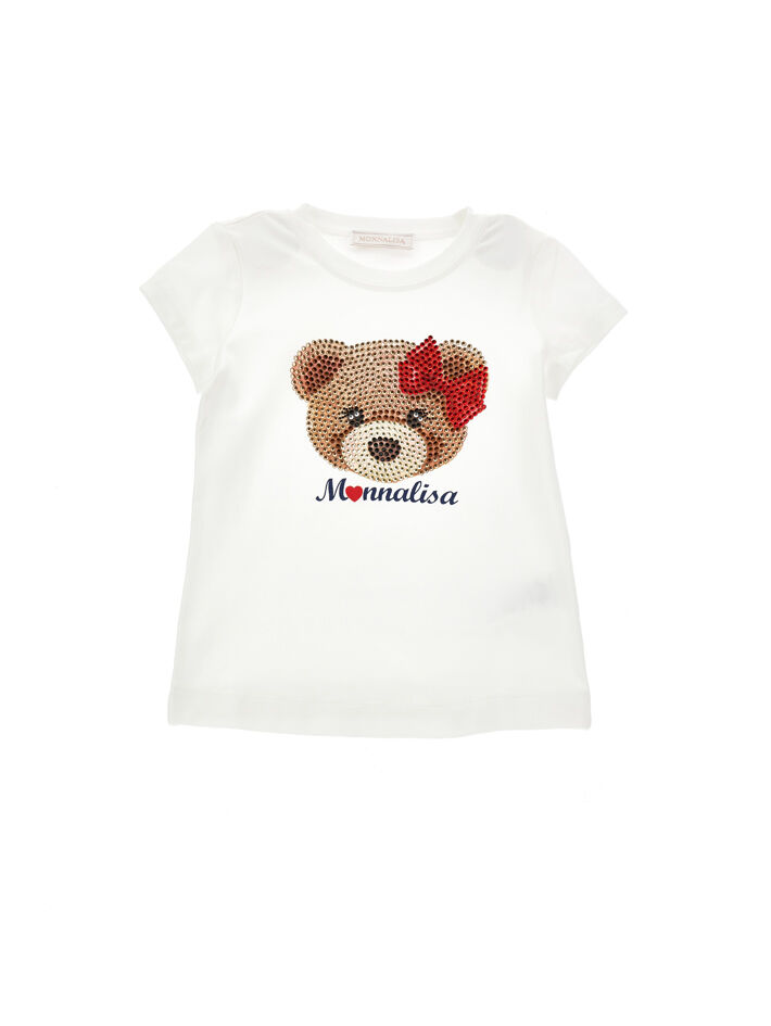 Canotta jersey logata Monnalisa Bambina Abbigliamento Top e t-shirt T-shirt T-shirt senza maniche 