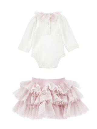 Conjunto 2 piezas bordado con tul estampado