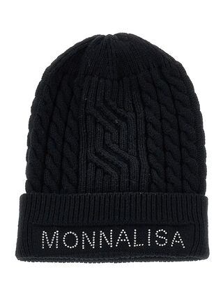 Cable knit hat with logo