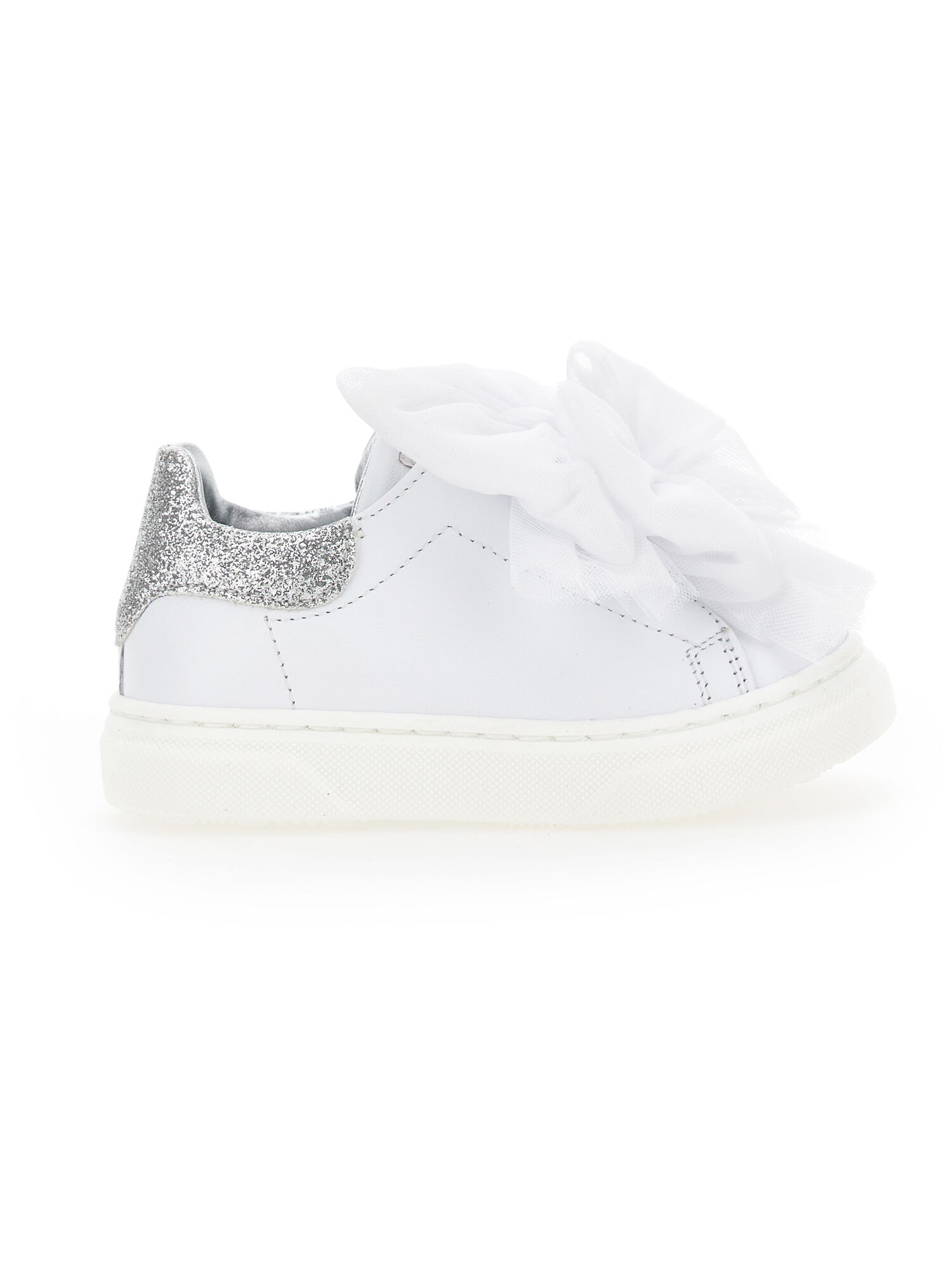 Sneakers pelle con fiocchi tulle bambina Monnalisa Italia