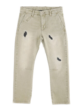 Fustian pants with used-effect patch