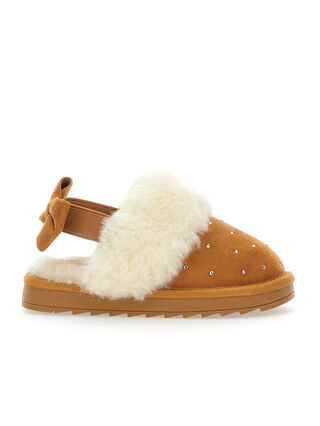 Rhinestone suede sliders