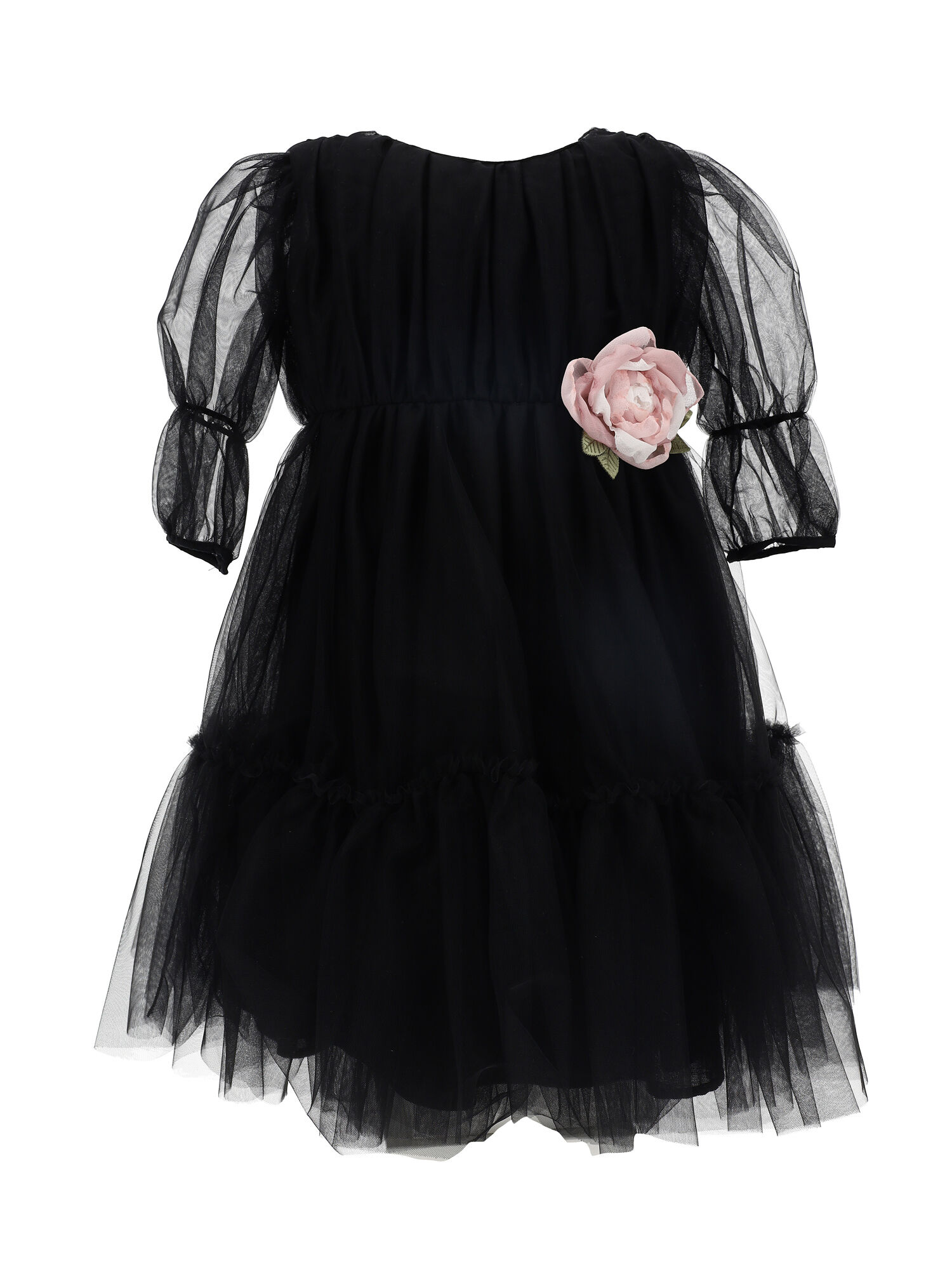 Tulle dress with maxi rose Monnalisa Girls Clothing Dresses Maxi Dresses 