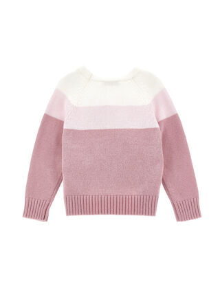 Knitted sweater with appliqué flowers