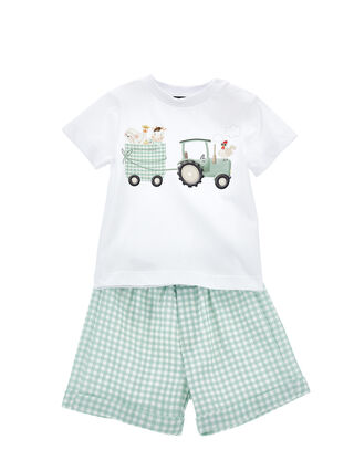 Set T-shirt with gingham bermuda shorts