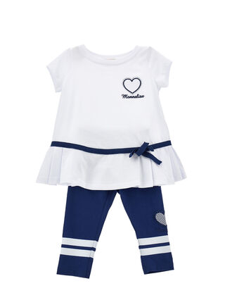 Cotton blouse and two-tone leggings set