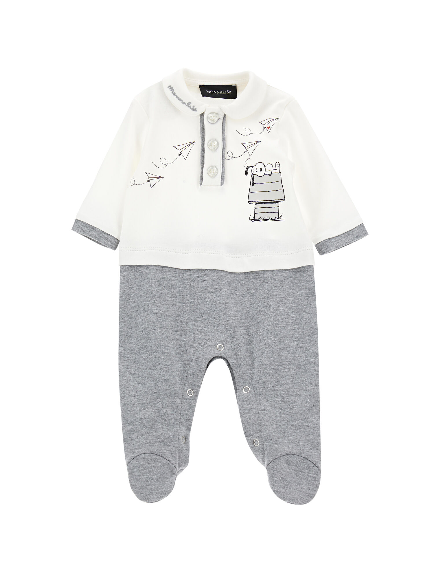 Snoopy two tone cotton playsuit boy Monnalisa United States