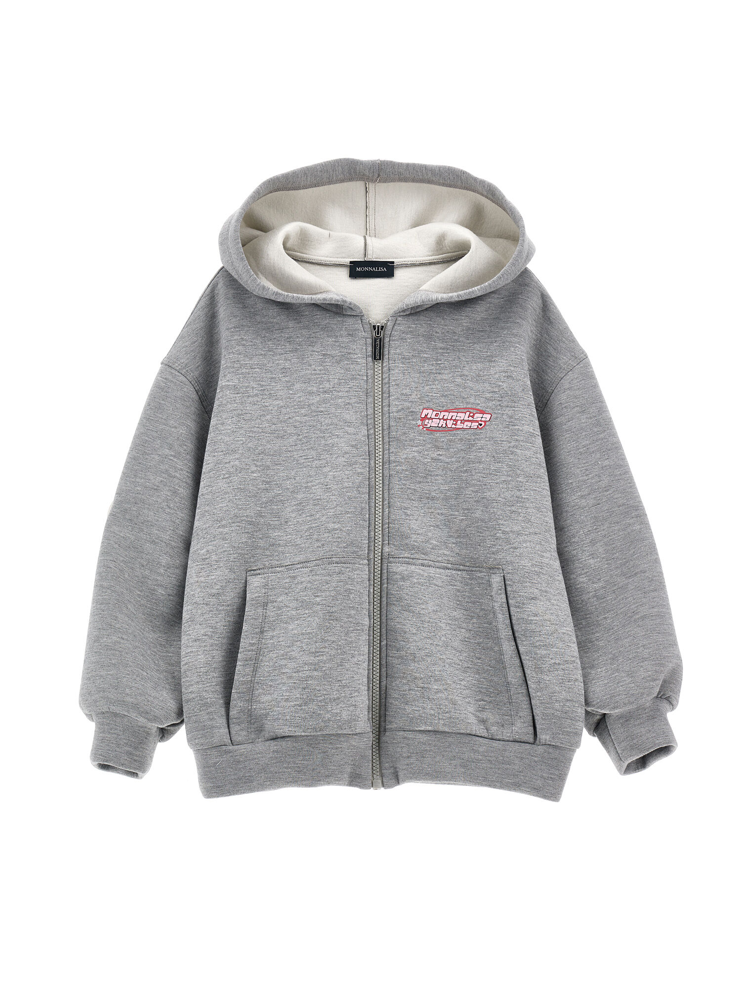 Bonded neoprene zip-up sweatshirt girl | Monnalisa Qatar