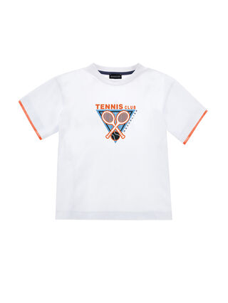 Crewneck T-shirt with racket print