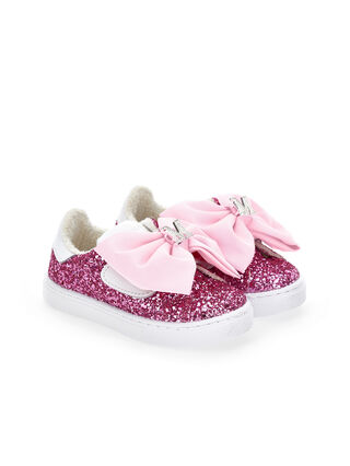 Sneakers glitterate con fiocco