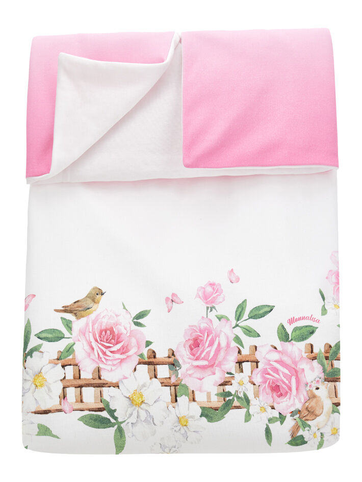 Monnalisa rose-embroidered blanket set - White