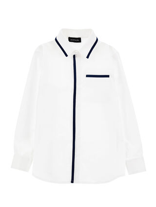 Popeline-Hemd mit Besatz