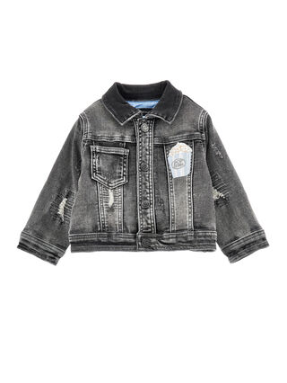 Wattierte Jeansjacke mit Stickereien