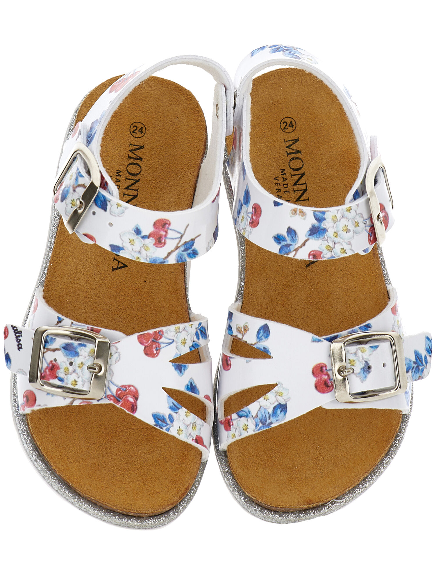 Cherry print sandals with toothed sole girl Monnalisa United States