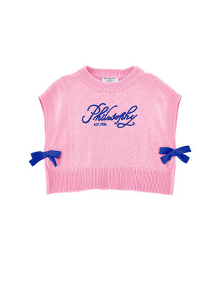 Вязаный жилет с бантами и логотипом