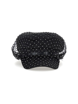 Satin hat with rhinestones