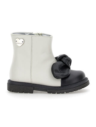 Two-tone leather ankle boots