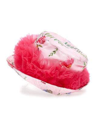 Satin hat with ruffles