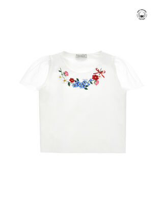 Organic cotton t-shirt with tulle sleeves