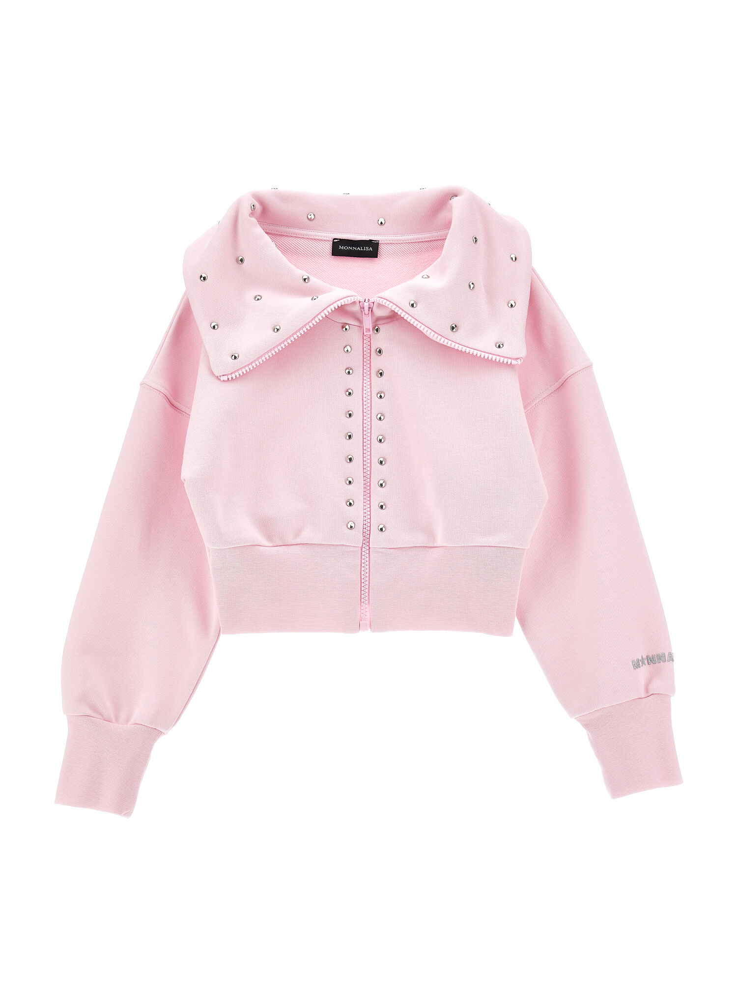 Open sweatshirt with maxi collar girl | Monnalisa Singapore