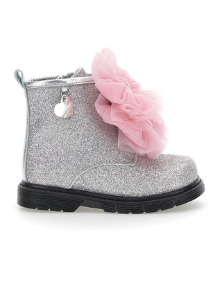 Glitter combat boots with bows