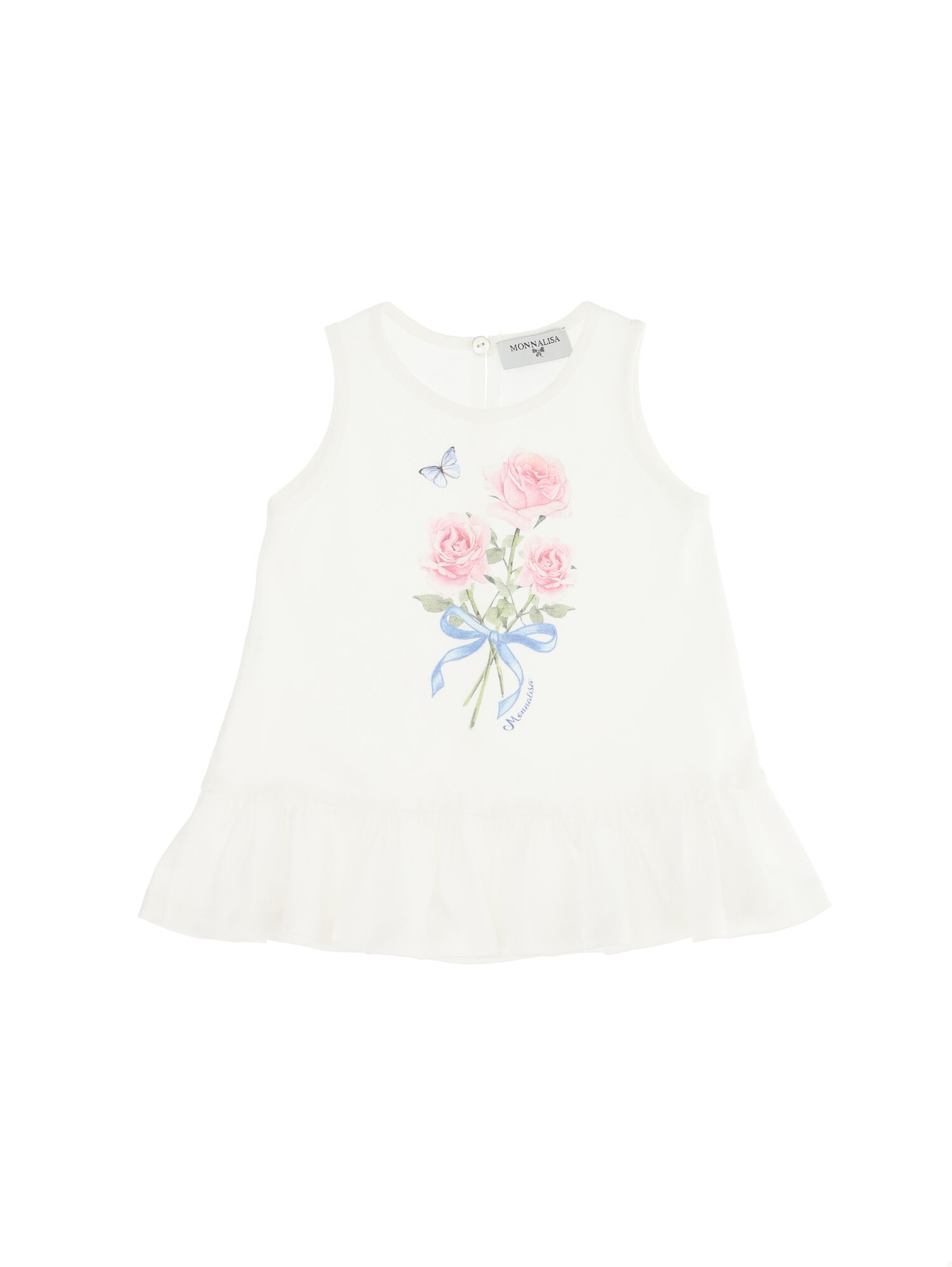 Rose jersey camisole with ruffles Monnalisa Girls Clothing Tops Camisoles 