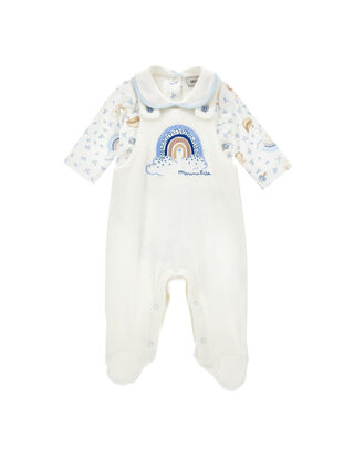 Onesie with embroidered rainbow