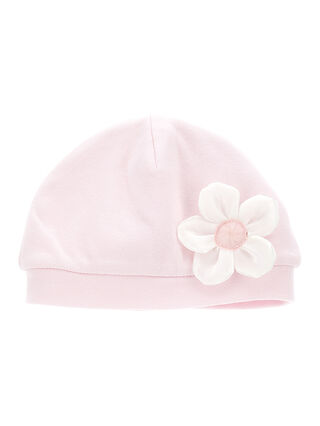 Gorro de punto con flor