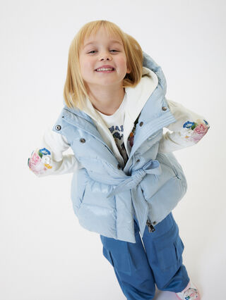 Padded gilet with ribbon belt