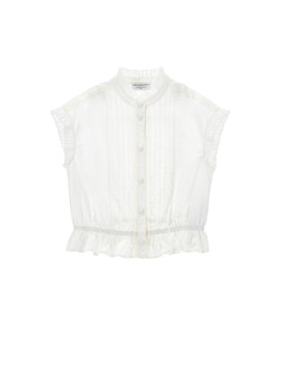 Cotton blouse with pleated details