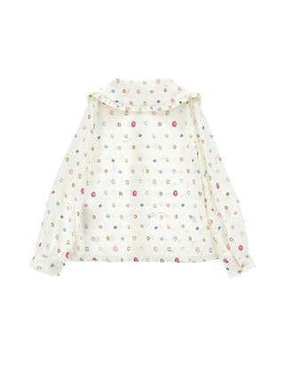 Camicia con colletto decorato e stampa gioielli