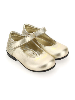 Glitter patent leather ballet flats with logo