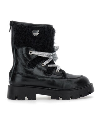 Fur laminated ankle boots