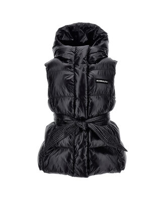 Padded gilet with ribbon belt