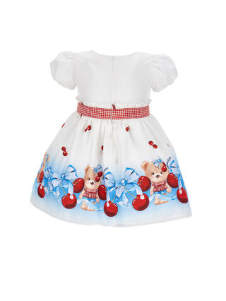 Graduated print poplin dress