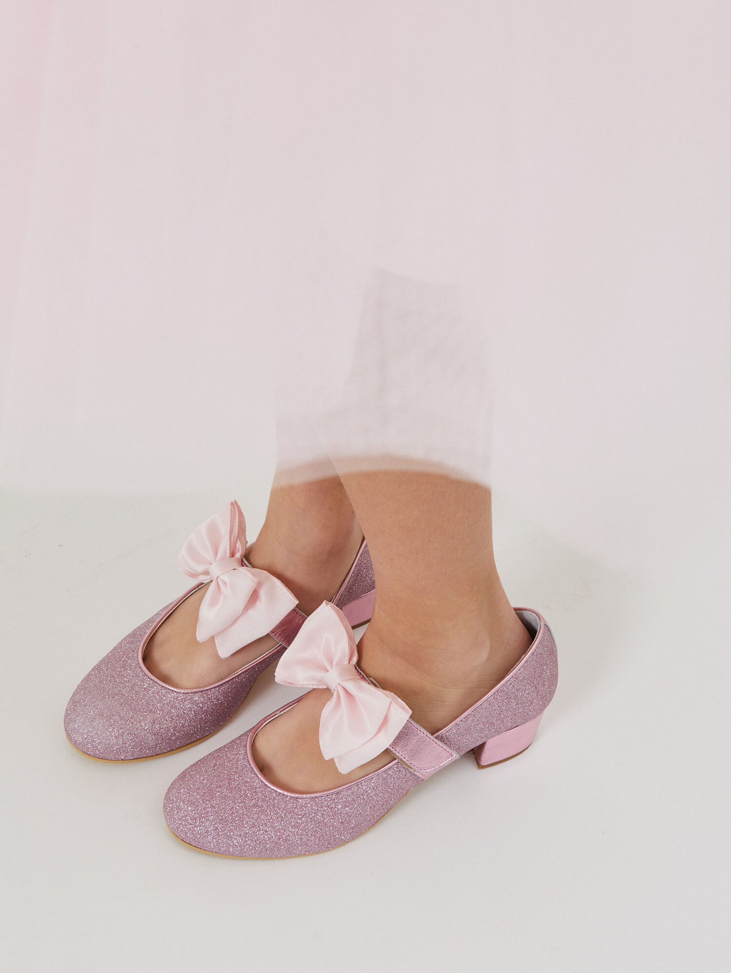 Monnalisa ruffled satin ballerina shoes - White