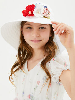 Wide-brimmed flower hat