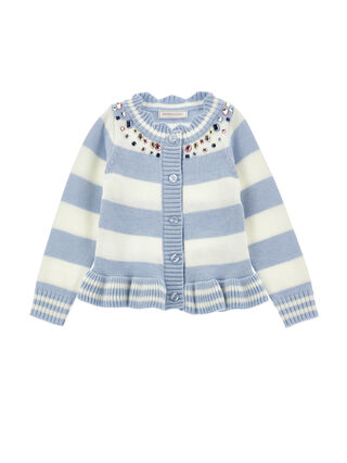 Cardigan rayé à strass
