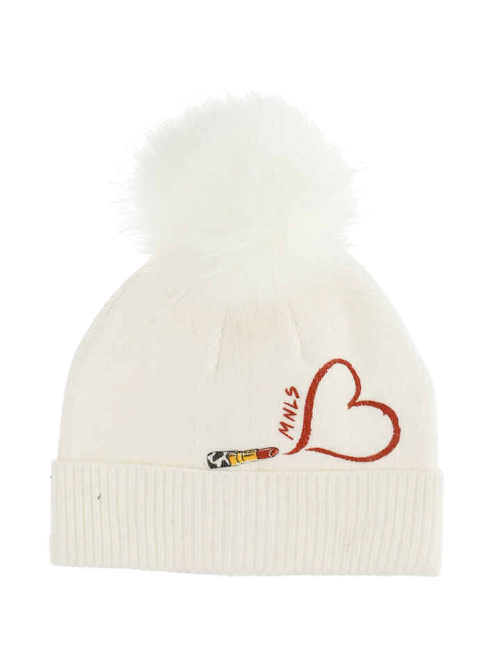 Hearts knit hat Monnalisa Girls Accessories Headwear Beanies 