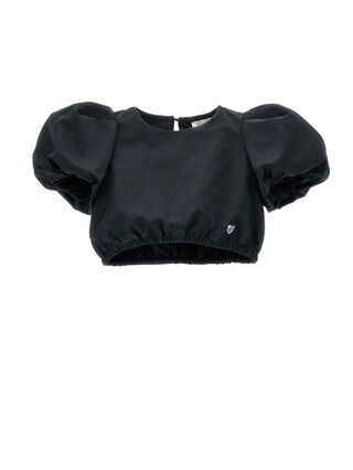 Укороченный топ из ткани дюшес