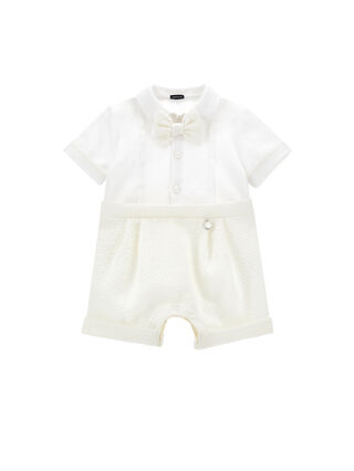 Short jumpsuit with bow tie