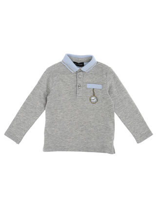 Pique cotton polo with pocket