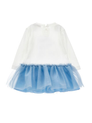 Dress with print dress and tulle skirt